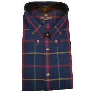 Classic Directions button front shirt blue red plaid LT Large Tall 16-16 1/2